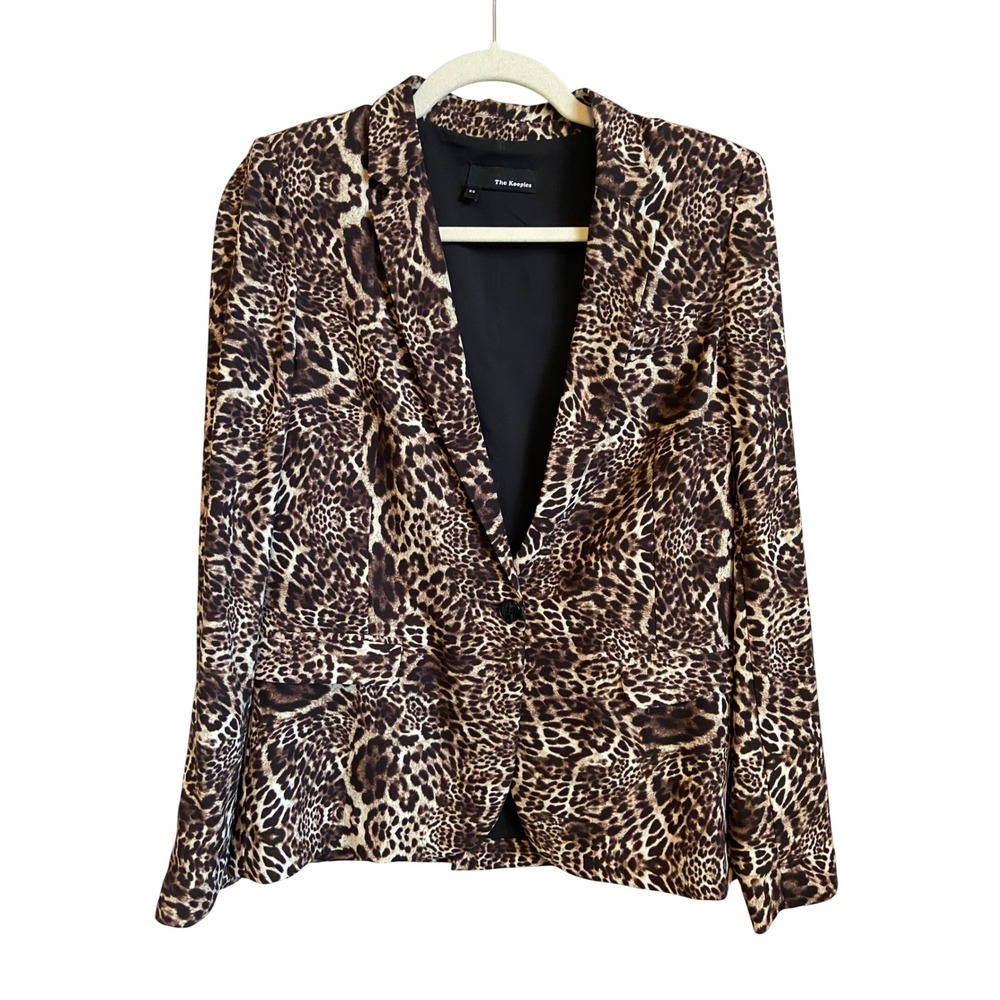 The Kooples Leopard Print Blazer Brown Tan Animal Pattern Jacket XS